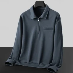 Men's Sweatshirt Quarter Zip Sweatshirt Black White Dark Gray Polo Collar Plain Zipper Pocket Sports & Outdoor Casual Daily Designer Sportswear Basic Spring Fall Clothing Apparel Hoodies Sweatshirts