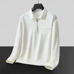 Men's Sweatshirt Quarter Zip Sweatshirt Black White Dark Gray Polo Collar Plain Zipper Pocket Sports & Outdoor Casual Daily Designer Sportswear Basic Spring Fall Clothing Apparel Hoodies Sweatshirts