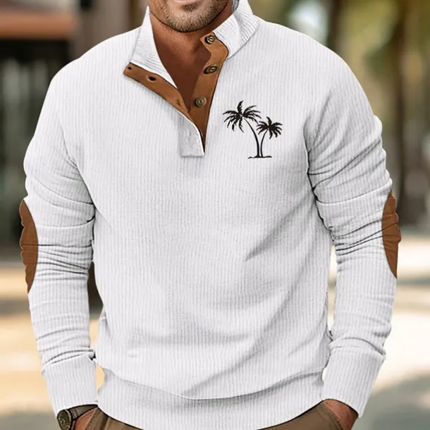 Men's Sweatshirt Quarter Zip Sweatshirt Black White Navy Blue Green Half Zip Color Block Tree Sports & Outdoor Daily Holiday Polyester Corduroy Streetwear Basic Casual Fall & Winter Clothing Apparel