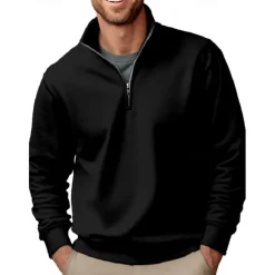 Men's Sweatshirt Quarter Zip Sweatshirt Black White Red Blue Green Half Zip Plain Sports & Outdoor Daily Holiday Polyester Streetwear Casual Spring & Fall Clothing Apparel Hoodies Sweatshirts Long