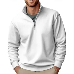 Men's Sweatshirt Quarter Zip Sweatshirt Black White Red Blue Green Half Zip Plain Sports & Outdoor Daily Holiday Polyester Streetwear Casual Spring & Fall Clothing Apparel Hoodies Sweatshirts Long