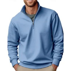 Men's Sweatshirt Quarter Zip Sweatshirt Black White Red Blue Green Half Zip Plain Sports & Outdoor Daily Holiday Polyester Streetwear Casual Spring & Fall Clothing Apparel Hoodies Sweatshirts Long