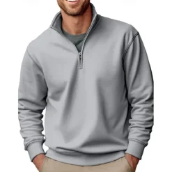 Men's Sweatshirt Quarter Zip Sweatshirt Black White Red Blue Green Half Zip Plain Sports & Outdoor Daily Holiday Polyester Streetwear Casual Spring & Fall Clothing Apparel Hoodies Sweatshirts Long