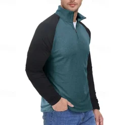 Men's Sweatshirt Quarter Zip Sweatshirt White Red Royal Blue Blue Green Half Zip Color Block Patchwork Sports & Outdoor Daily Holiday Streetwear Basic Casual Spring & Fall Clothing Apparel Hoodies