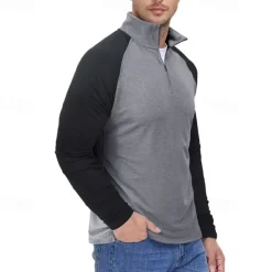 Men's Sweatshirt Quarter Zip Sweatshirt White Red Royal Blue Blue Green Half Zip Color Block Patchwork Sports & Outdoor Daily Holiday Streetwear Basic Casual Spring & Fall Clothing Apparel Hoodies