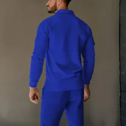 Men's Sweatshirt Tracksuit Sweatsuit Black Royal Blue Khaki Gray Lapel Plain 2 Piece Sports & Outdoor Daily Holiday Streetwear Basic Casual Spring & Fall Clothing Apparel Hoodies Sweatshirts