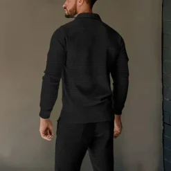 Men's Sweatshirt Tracksuit Sweatsuit Black Royal Blue Khaki Gray Lapel Plain 2 Piece Sports & Outdoor Daily Holiday Streetwear Basic Casual Spring & Fall Clothing Apparel Hoodies Sweatshirts