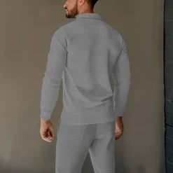 Men's Sweatshirt Tracksuit Sweatsuit Black Royal Blue Khaki Gray Lapel Plain 2 Piece Sports & Outdoor Daily Holiday Streetwear Basic Casual Spring & Fall Clothing Apparel Hoodies Sweatshirts