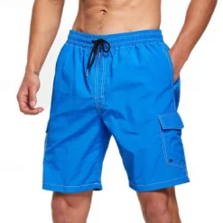 Men's Swim Shorts Board Shorts Swim Trunks Solid / Plain Color Quick dry Breathable Drawstring Elastic Waist Vacation Beach Hawaiian Casual Black White