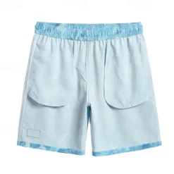 Men's Swim Shorts Board Shorts Swim Trunks Print Quick dry Breathable Drawstring Elastic Waist Vacation Beach Hawaiian Casual Blue