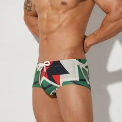 Men's Swim Shorts Swim Briefs Daily Wear Vacation Summer Beach Swimming Quick Dry Soft Comfortable Drawstring Elastic Waist Color Block Short Gymnatics Casual Activewear Green Low Waist