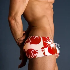 Men's Swim Shorts Swimwear Swim Briefs Print Graphic Prints Flower / Floral Breathable Soft Outdoor Casual Daily Hawaiian Stylish Black White Micro-elastic