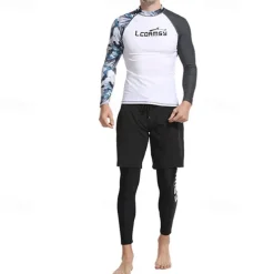 Men's Swim Trunks Rash guard Swimsuit Lightweight Long Sleeve Swimwear Swimsuit 2 Piece Swimming Surfing Beach Water Sports Printed Summer Spring Autumn
