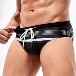 Men's Swim Trunks Swim Shorts Swimwear Bottoms Drawstring Swimming Surfing Beach Water Sports Stripes Summer Spring