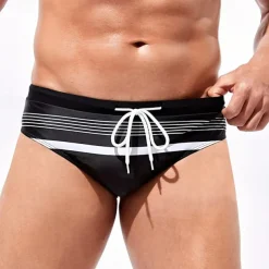 Men's Swim Trunks Swim Shorts Swimwear Bottoms Drawstring Swimming Surfing Beach Water Sports Stripes Summer Spring