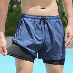 Men's Swim Trunks Swim Shorts Quick Dry Lightweight Board Shorts Bathing Suit with Pockets Compression Liner Drawstring Swimming Surfing Beach Water Sports Solid Colored Summer