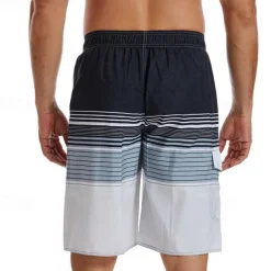 Men's Swim Trunks Swim Shorts Board Shorts Bottoms Drawstring with Pockets Swimming Surfing Beach Water Sports Stripes Printed Summer Spring