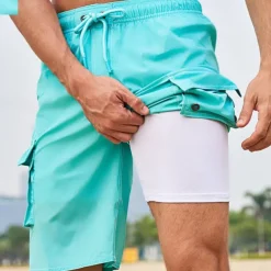 Men's Swim Trunks Swim Shorts Board Shorts Bottoms Drawstring with Pockets Swimming Surfing Beach Water Sports Solid Colored Summer Spring