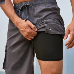 Men's Swim Trunks Swim Shorts Board Shorts Bottoms Drawstring with Pockets Swimming Surfing Beach Water Sports Solid Colored Summer Spring