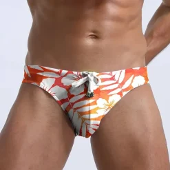 Men's Swim Trunks Swim Shorts Swimwear Bottoms Drawstring Swimming Surfing Beach Water Sports Floral Printed Summer Spring