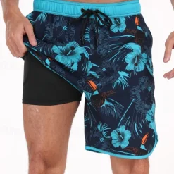 Men's Swim Trunks Swim Shorts Board Shorts Bathing Suit Drawstring with Pockets Swimming Surfing Beach Water Sports Printed Summer Spring