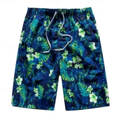 Men's Swim Trunks Swim Shorts Board Shorts Bathing Suit Drawstring with Pockets Swimming Surfing Beach Water Sports Tropical Summer Spring