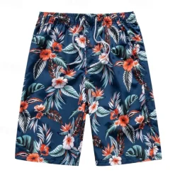 Men's Swim Trunks Swim Shorts Board Shorts Bathing Suit Drawstring with Pockets Swimming Surfing Beach Water Sports Tropical Summer Spring