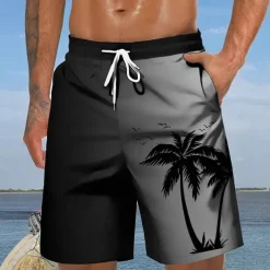 Men's Swim Trunks Swim Shorts Board Shorts Bottoms Drawstring with Pockets Swimming Surfing Beach Water Sports Tropical Printed Summer Spring