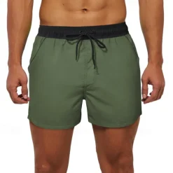Men's Swim Trunks Swim Shorts Board Shorts Bottoms Drawstring with Pockets Swimming Surfing Beach Water Sports Patchwork Solid Colored Summer Spring