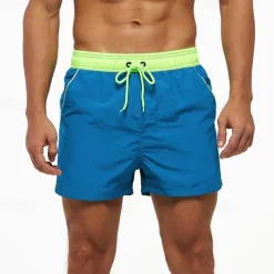 Men's Swim Trunks Swim Shorts Board Shorts Bottoms Drawstring with Pockets Swimming Surfing Beach Water Sports Patchwork Solid Colored Summer Spring