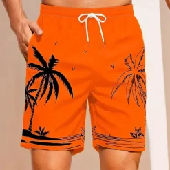 Men's Swim Trunks Swim Shorts Board Shorts Bottoms Drawstring with Pockets Swimming Surfing Beach Water Sports Tropical Printed Summer Spring