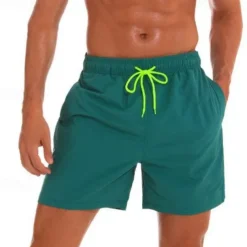 Men's Swim Trunks Swim Shorts Board Shorts Bathing Suit Drawstring with Pockets Swimming Surfing Beach Water Sports Solid Colored Summer Spring