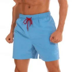 Men's Swim Trunks Swim Shorts Board Shorts Bathing Suit Drawstring with Pockets Swimming Surfing Beach Water Sports Solid Colored Summer Spring