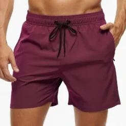 Men's Swim Trunks Swim Shorts Board Shorts Bathing Suit Drawstring with Pockets Swimming Surfing Beach Water Sports Solid Colored Summer Spring