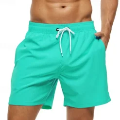 Men's Swim Trunks Swim Shorts Board Shorts Bathing Suit Drawstring with Pockets Swimming Surfing Beach Water Sports Solid Colored Summer Spring