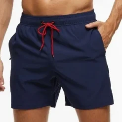 Men's Swim Trunks Swim Shorts Board Shorts Bathing Suit Drawstring with Pockets Swimming Surfing Beach Water Sports Solid Colored Summer Spring