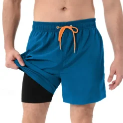 Men's Swim Trunks Swim Shorts Board Shorts Bottoms Drawstring with Pockets Swimming Surfing Beach Water Sports Solid Colored Summer Spring