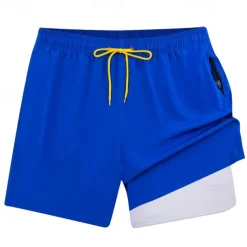 Men's Swim Trunks Swim Shorts Board Shorts Bottoms Drawstring with Pockets Swimming Surfing Beach Water Sports Solid Colored Summer Spring