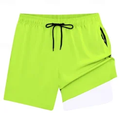 Men's Swim Trunks Swim Shorts Board Shorts Bottoms Drawstring with Pockets Swimming Surfing Beach Water Sports Solid Colored Summer Spring