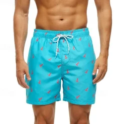 Men's Swim Trunks Swim Shorts Board Shorts Bathing Suit Drawstring with Pockets Swimming Surfing Beach Water Sports Printed Summer Spring