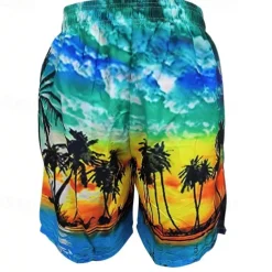 Men's Swim Trunks Swim Shorts Board Shorts Bottoms Drawstring with Pockets Swimming Surfing Beach Water Sports Tropical Printed Summer Spring