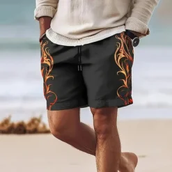 Men's Swim Trunks Swim Shorts 4-Way Stretch Fabric Board Shorts Bottoms Drawstring with Pockets Swimming Surfing Beach Water Sports Tropical Printed Summer Spring