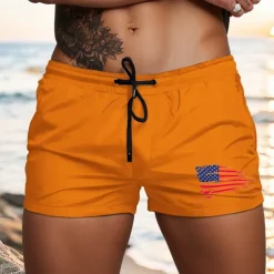 Men's Swim Trunks Swim Shorts Board Shorts National Flag Quick dry Breathable Drawstring with Mesh lining Elastic Waist Vacation Beach Hawaiian Casual White Light Green