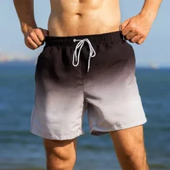Men's Swim Trunks Swim Shorts Board Shorts Bathing Suit Drawstring with Pockets Swimming Surfing Beach Water Sports Gradient Summer Spring
