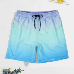 Men's Swim Trunks Swim Shorts Board Shorts Bathing Suit Drawstring with Pockets Swimming Surfing Beach Water Sports Gradient Summer Spring