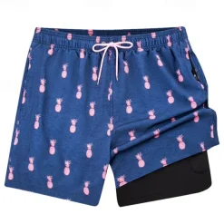 Men's Swim Trunks Swim Shorts Board Shorts Bottoms Drawstring 2 in 1 with Pockets Swimming Surfing Beach Water Sports Printed Summer Spring