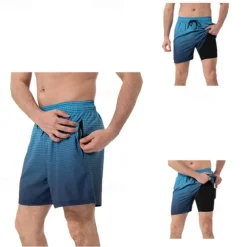 Men's Swim Trunks Swim Shorts Board Shorts Bottoms Drawstring 2 in 1 with Pockets Swimming Surfing Beach Water Sports Printed Summer Spring