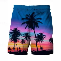 Men's Swim Trunks Swim Shorts Board Shorts Bottoms Drawstring with Pockets Swimming Surfing Beach Water Sports Tropical Printed Summer Spring