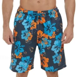 Men's Swim Trunks Swim Shorts Board Shorts Bathing Suit Drawstring with Pockets Swimming Surfing Beach Water Sports Tropical Printed Summer Spring