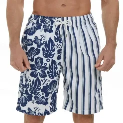 Men's Swim Trunks Swim Shorts Board Shorts Bathing Suit Drawstring with Pockets Swimming Surfing Beach Water Sports Tropical Printed Summer Spring